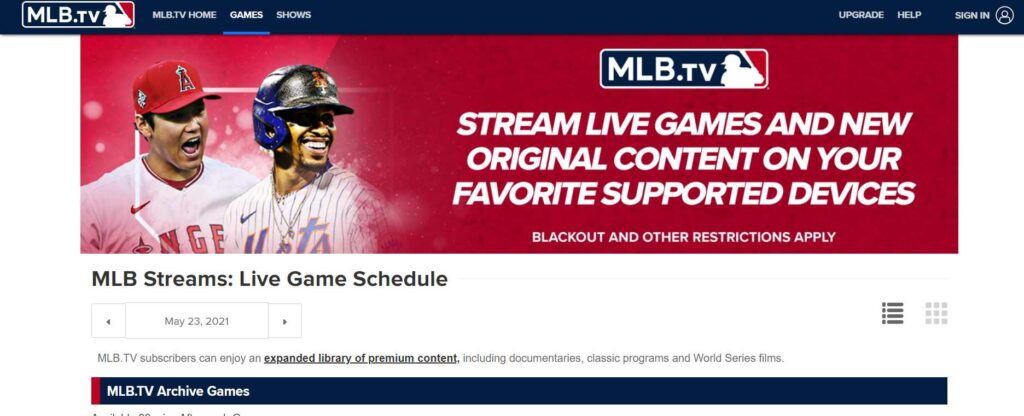 MLB App on LG TV