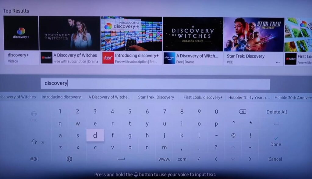 Discovery+ on Samsung Smart TV