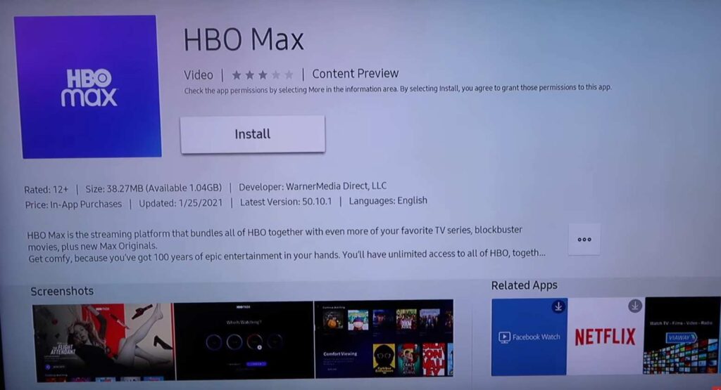 HBO Max App on Samsung Smart TV