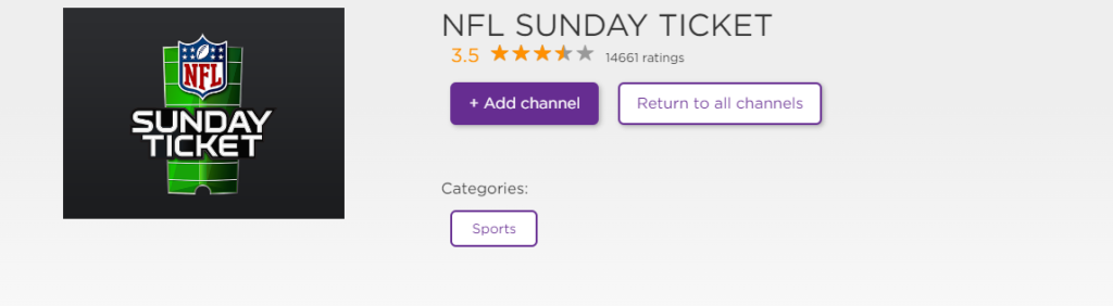 NFL Sunday Ticket on Roku